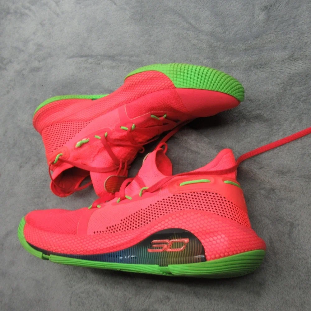Under Armour Curry 6 Shoes Men 12.5 Salmon Green VI Basketball Chunky Sneakers